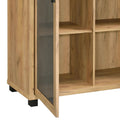 Golden Oak Accent Cabinet With Mesh Door Standard 3 4 Shelves Oak Brown Primary Living Space Shelves Included Transitional Wood