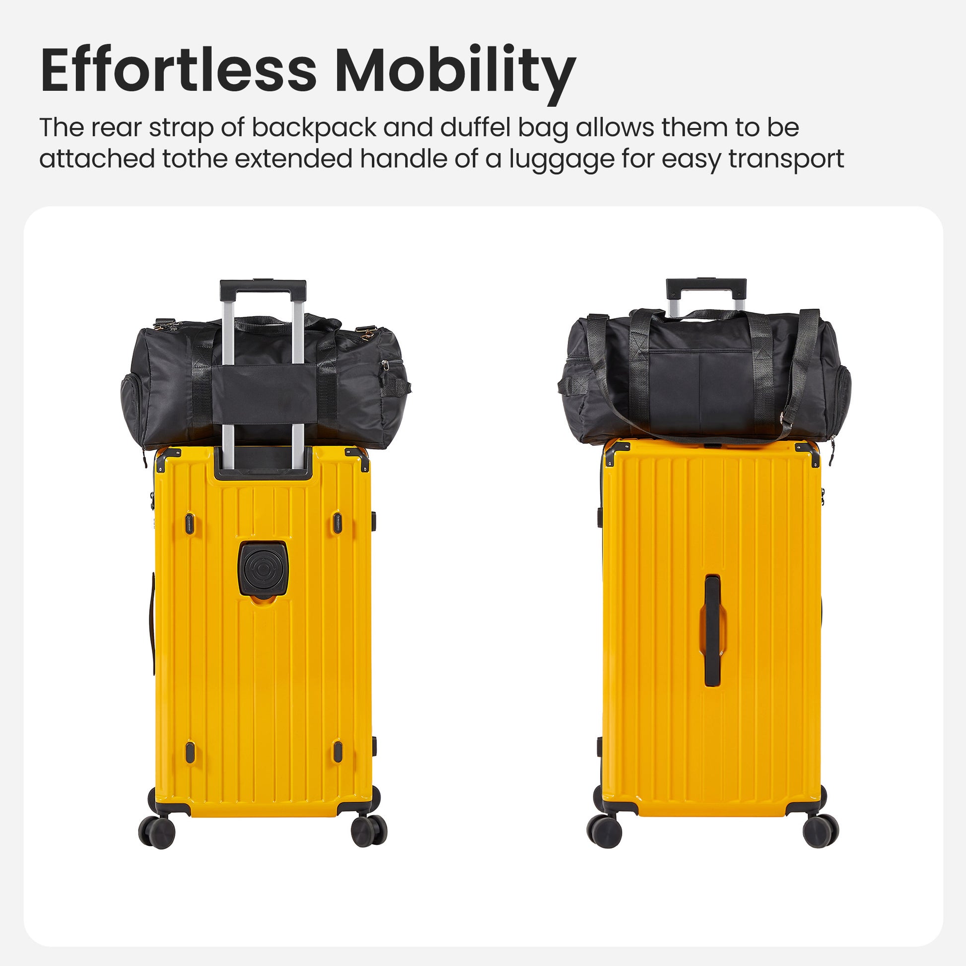 Luggage Set 4 Pcs 20" 24" 29" Travel Bag , Pc Abs Durable Lightweight Luggage With Collapsible Cup Holder, 360 Silent Spinner Wheels, Tsa Lock, Yellow Yellow Abs Pc