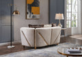 Thick Velvet Fabric Upholstered 3Pc Living Room Set Made With Wood In Beige Beige Velvet Wood Primary Living Space Soft Cushion Back Contemporary,Modern Solid Wood Mdf Wood 6 Seat