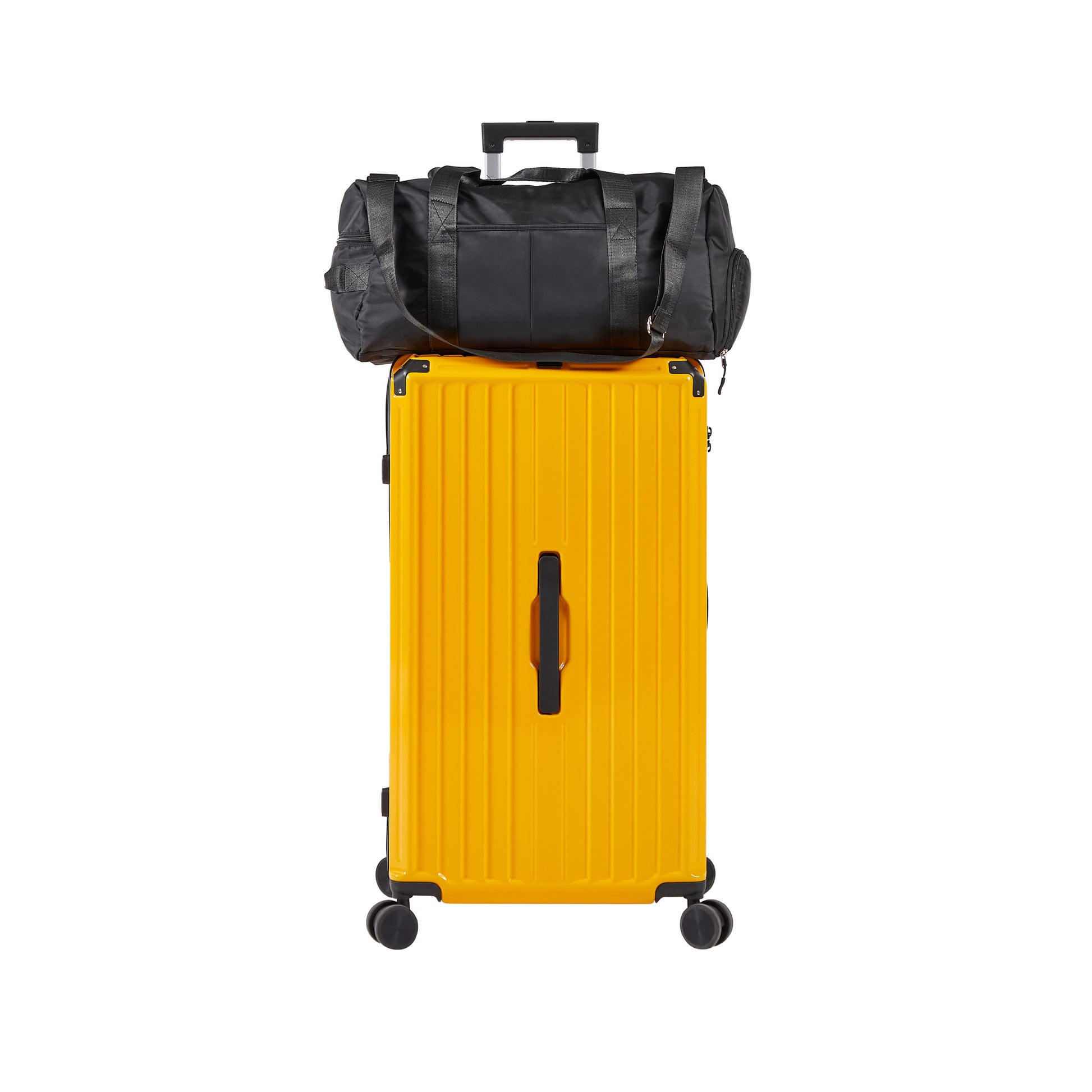 Luggage Set 4 Pcs 20" 24" 29" Travel Bag , Pc Abs Durable Lightweight Luggage With Collapsible Cup Holder, 360 Silent Spinner Wheels, Tsa Lock, Yellow Yellow Abs Pc