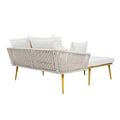 Outdoor Patio Daybed, Woven Nylon Rope Backrest With Washable Cushions For Balcony, Poolside, Set For 2 Person, Beige Yes Complete Patio Set Beige Gold Weather Resistant Frame Stain Resistant Cushions Garden & Outdoor Casual Complete Patio Sets Foam Pvc