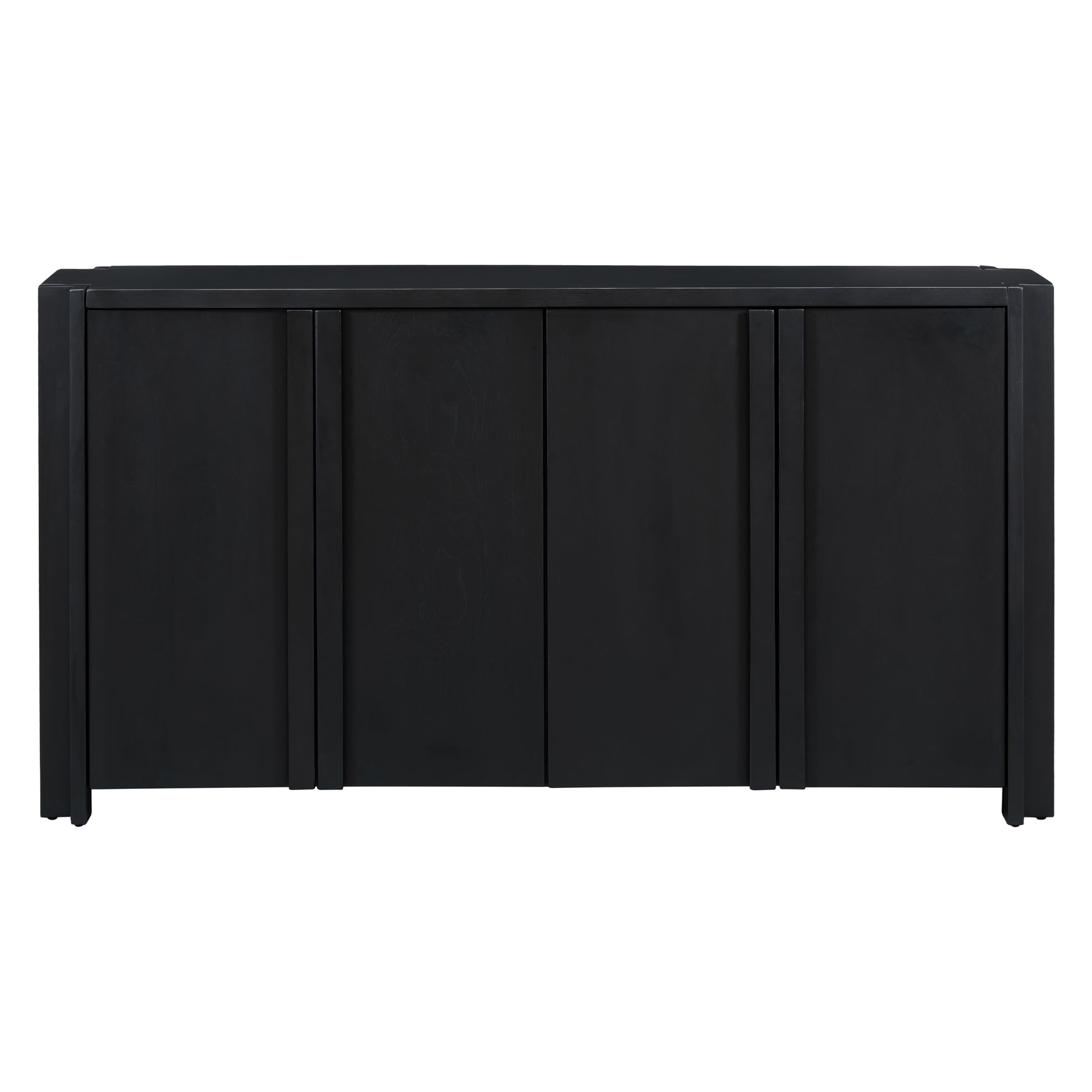 Designed Storage Cabinet Sideboard With 4 Doorsadjustable Shelves, Suitable For Living Rooms, Entrance And Study Rooms. Black Mdf Acacia