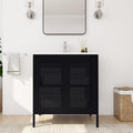 30 Inch Freestanding Bathroom Vanity With Ceramic Sink Black 2 Bathroom Freestanding Modern Steel