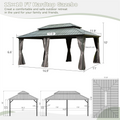 12' X 18' Hardtop Gazebo, Aluminum Metal Gazebo With Galvanized Steel Double Roof Canopy, Curtain And Netting, Permanent Gazebo Pavilion For Patio, Backyard, Deck, Lawn Gray Aluminum