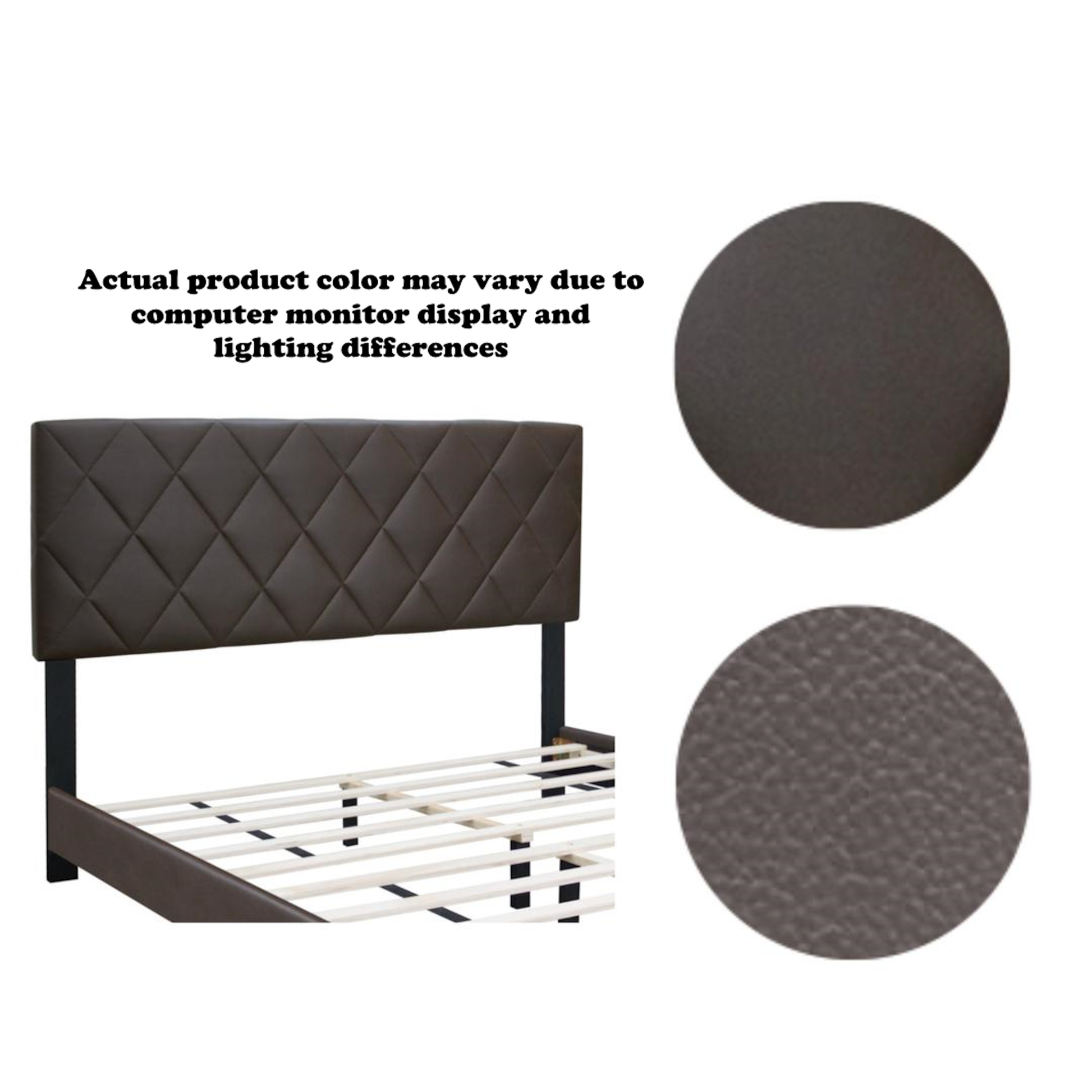 Brown Queen Size Adjustable Upholstered Bed Frame Stain Resistant Pvc Leather Plaid Design Simple Style Box Spring Not Required Queen Brown Wood Espresso Bedroom Classic,Minimalist,Shabby Chic Rubberwood Adjustable Bedbase Fiber Foam And Polyester Fiber