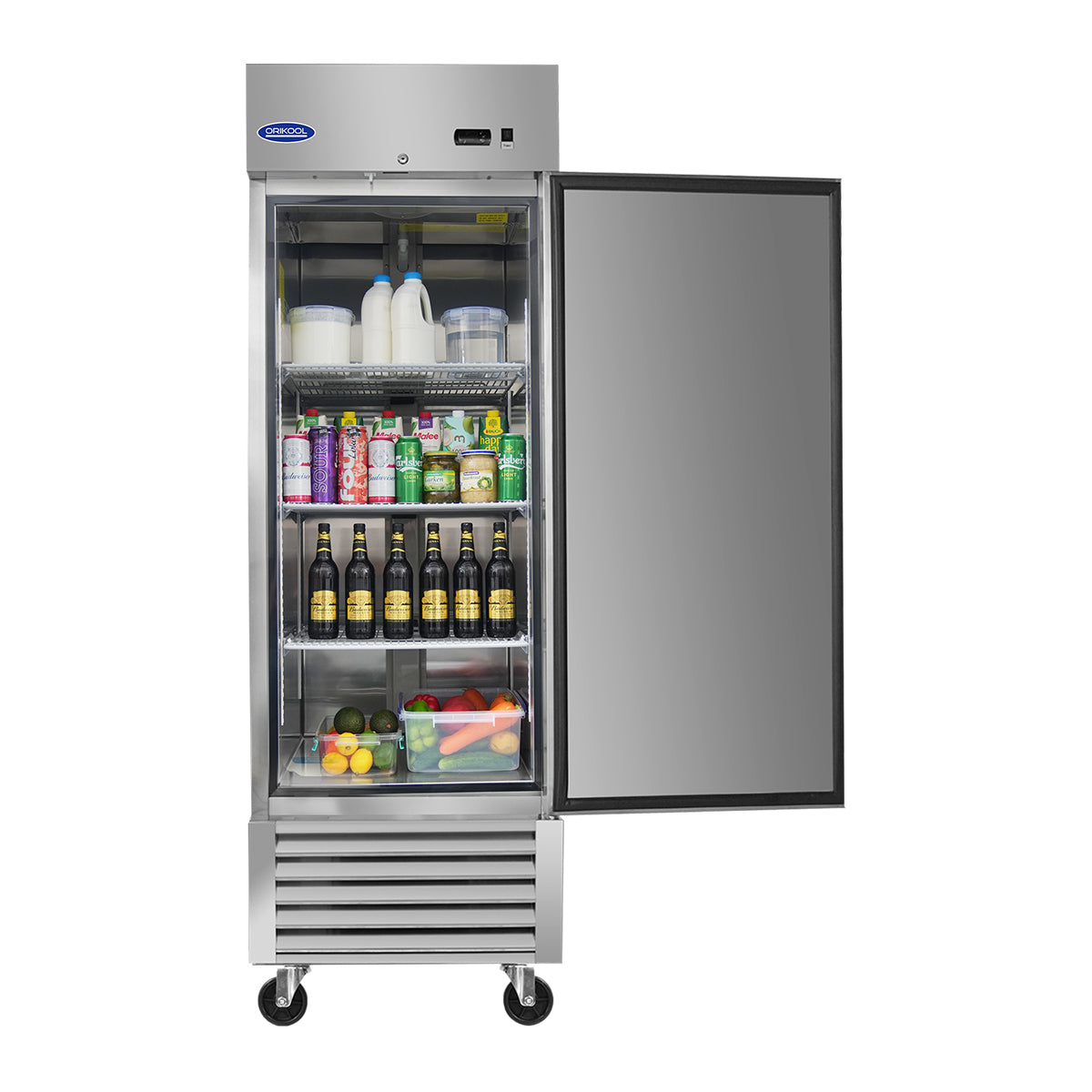 Orikool 27" Commercial Refrigerator 23 Cu.Ft With 1 Solid Door Reach In Refrigerators Stainless Steel Etl Approved Upright Fridge Storage Silver American Design Aluminium Stainless Steel