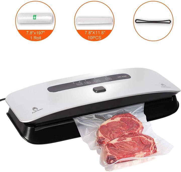 Food Vacuum Sealer Machine Strong Suction Power Dry And Moist Mode Starter Kit For Food Preservation And Sous Vide Silver Metal