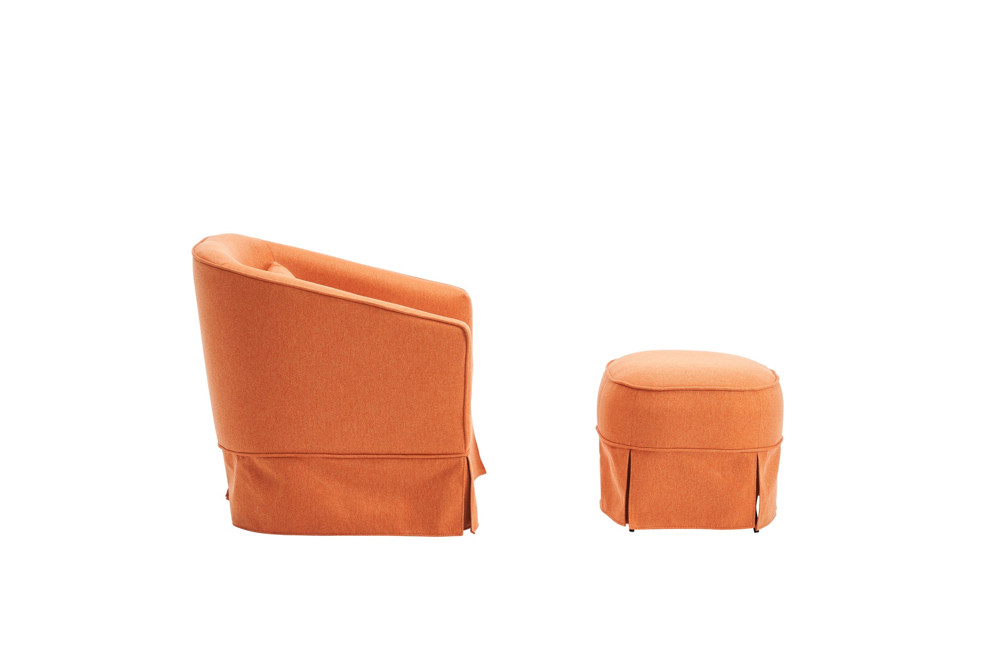 Swivel Barrel Chair With Ottoman, Swivel Accent Chairs Armchair For Living Room, Reading Chairs For Bedroom Comfy, Round Barrel Chairs With Black Metal Base Orange Orange Primary Living Space Modern Linen