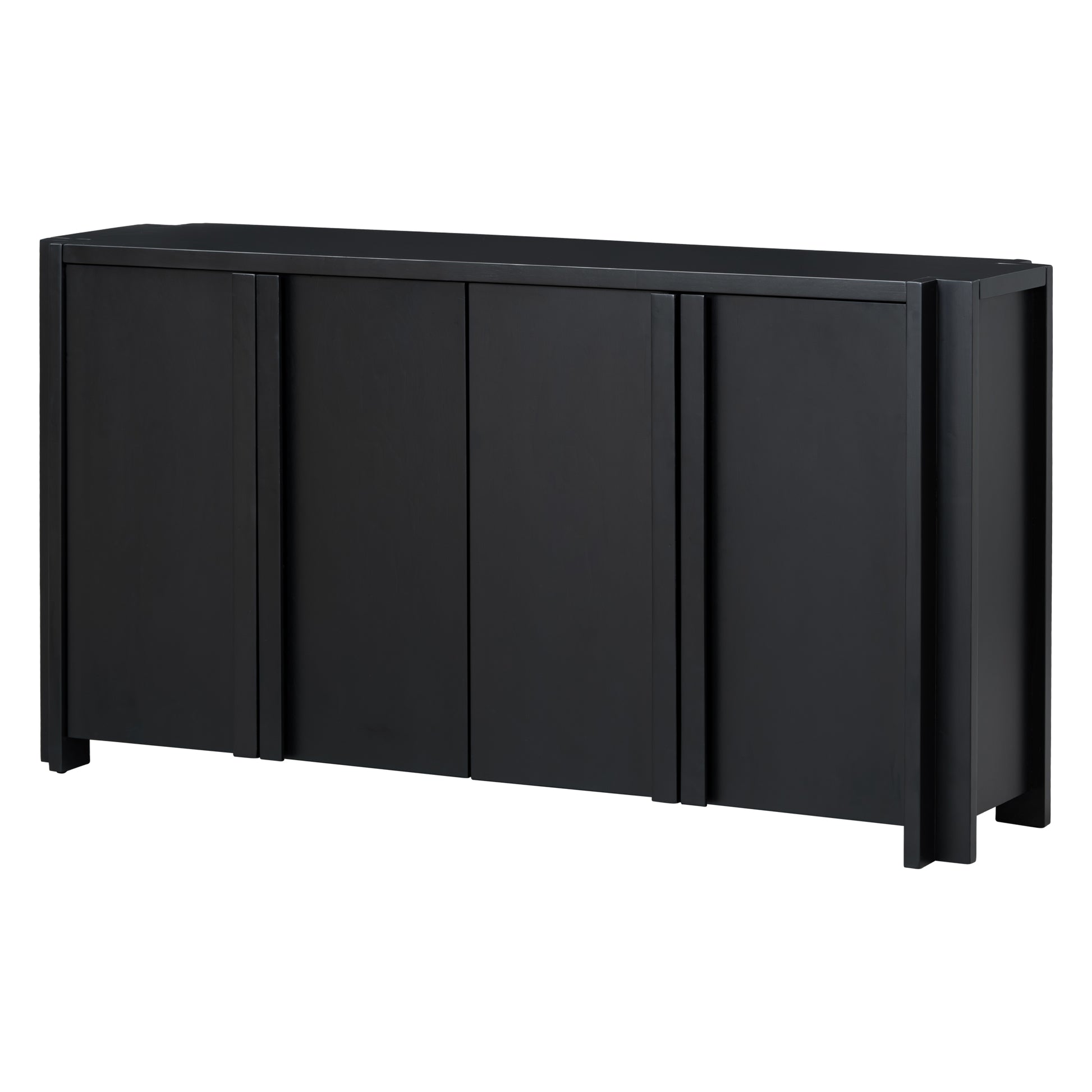 Designed Storage Cabinet Sideboard With 4 Doorsadjustable Shelves, Suitable For Living Rooms, Entrance And Study Rooms. Black Mdf Acacia