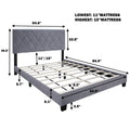 Gray Collection Queen Size Upholstered Headboard Adjustable Bed Frame Velvet Fabric Hot Style Super Popular Series Box Spring Not Required Queen Gray Wood Espresso Bedroom Minimalist,Modern,Shabby Chic,Ultra Modern Rubberwood Adjustable Bedbase Fiber