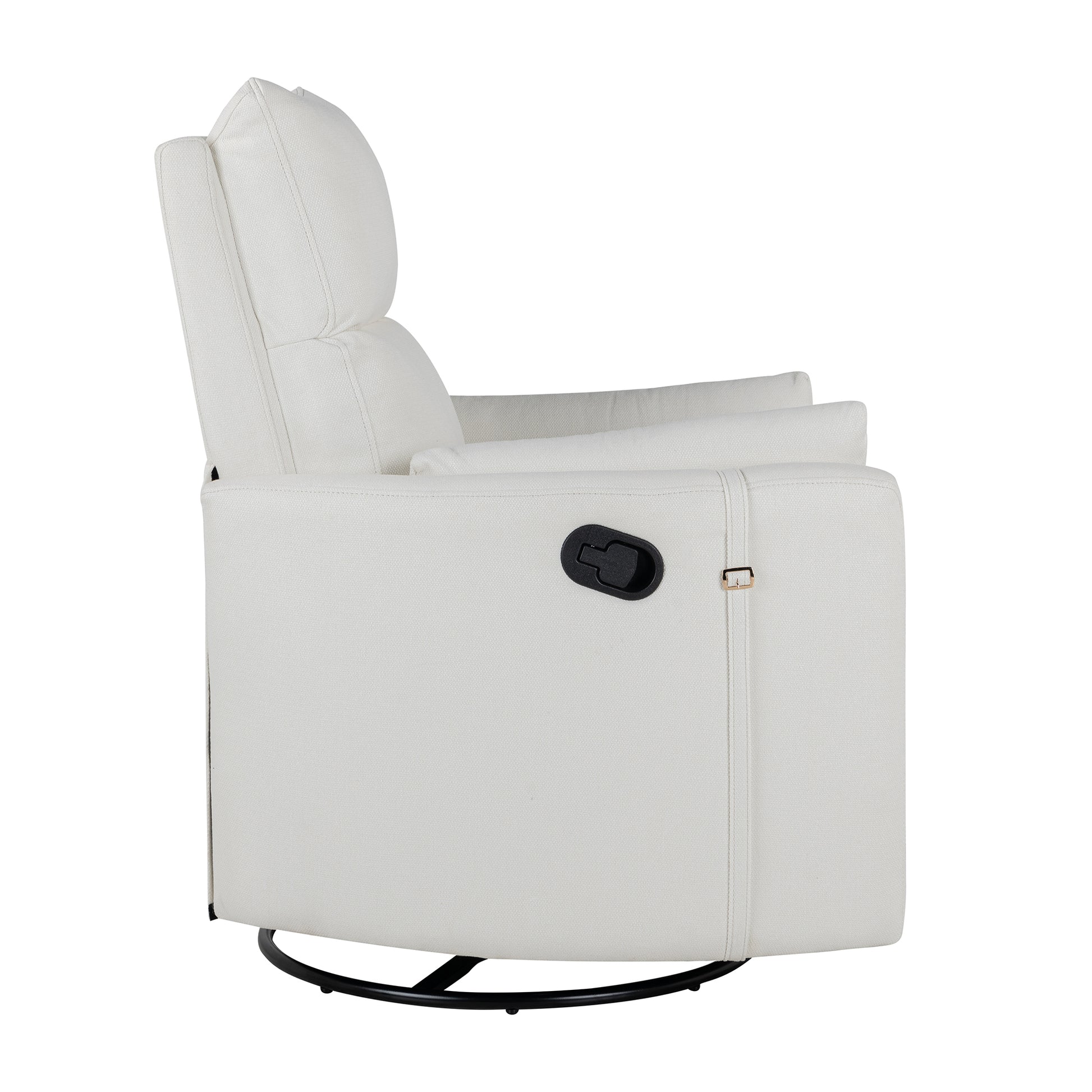 Upholstered Swivel Recliner Manual Rocker Recliner Chair Baby Nursery Chair With Two Removable Pillows For Living Room, Beige Beige Foam Linen