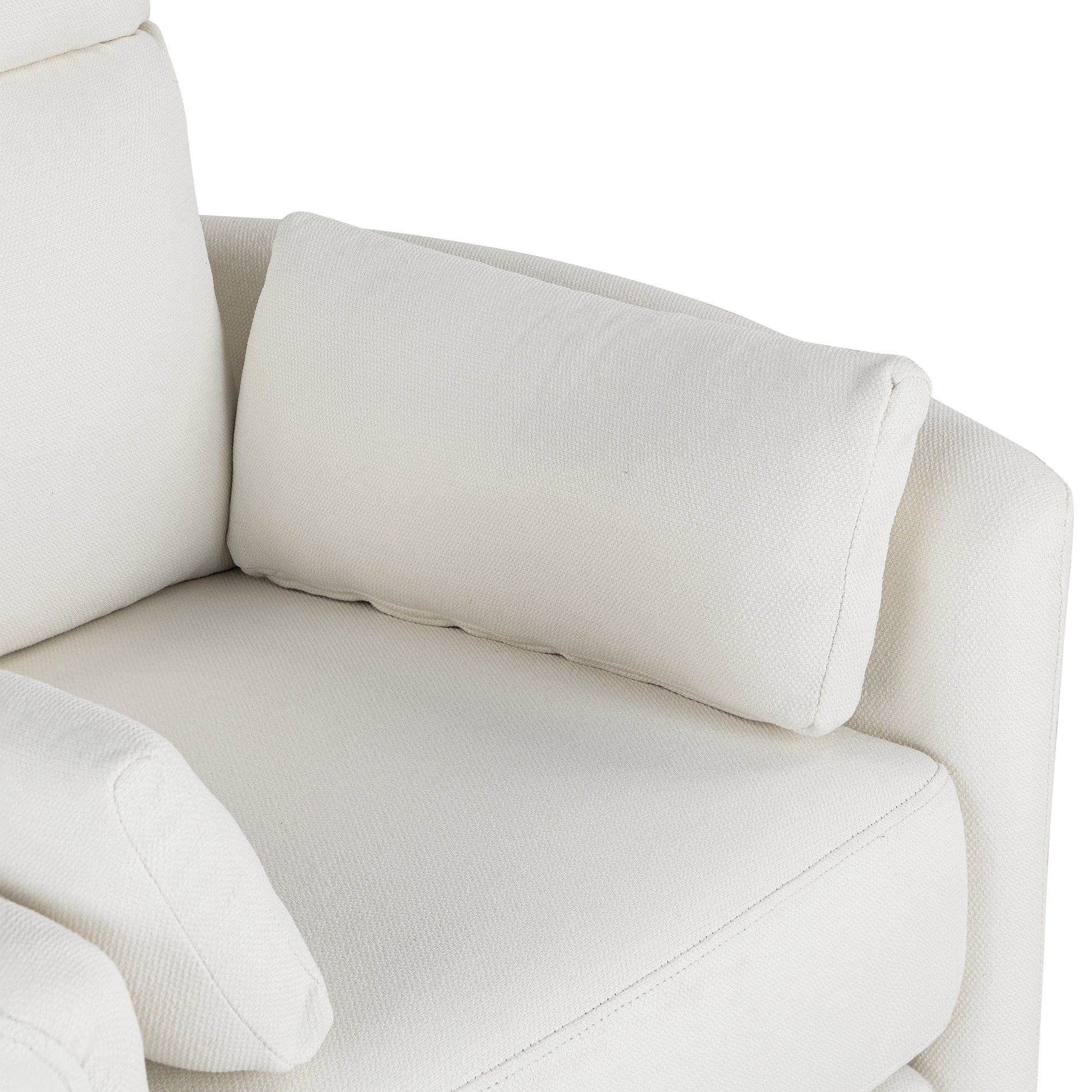 Upholstered Swivel Recliner Manual Rocker Recliner Chair Baby Nursery Chair With Two Removable Pillows For Living Room, Beige Beige Foam Linen