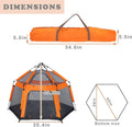 Kids Play Tent Pop Up Portable Hexagon Playhouse For Backyard Patio Indoor Outdoortent House Orange Oxford Fabric