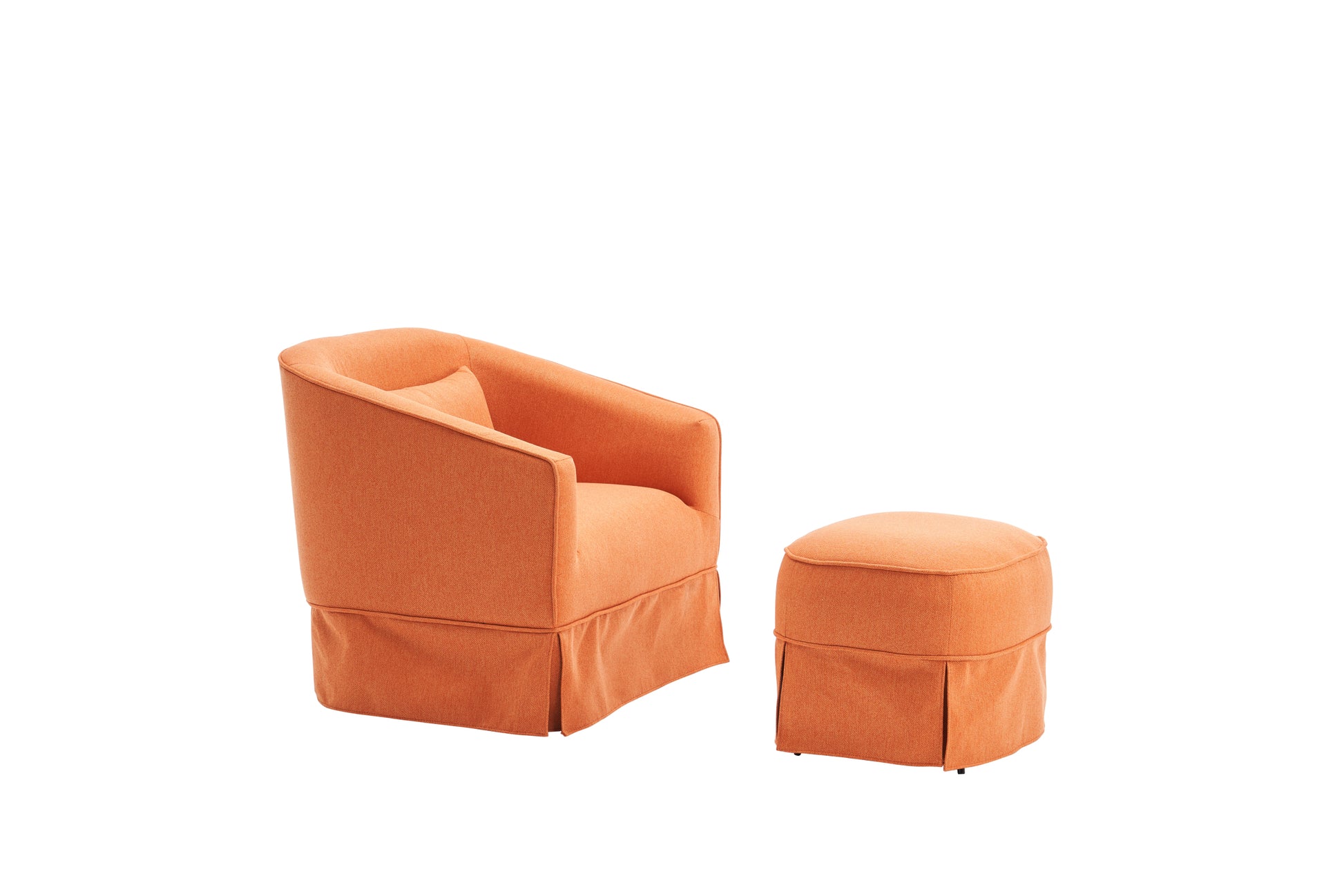 Swivel Barrel Chair With Ottoman, Swivel Accent Chairs Armchair For Living Room, Reading Chairs For Bedroom Comfy, Round Barrel Chairs With Black Metal Base Orange Orange Primary Living Space Modern Linen
