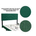 Green Queen Size Bed Frame With Adjustable Headboard Super Affordable No Box Sping Require Box Spring Not Required Queen Green Wood Espresso Bedroom Modern,Shabby Chic,Ultra Modern Rubberwood Adjustable Bedbase Fiber Foam And Polyester Fiber Pad Linen