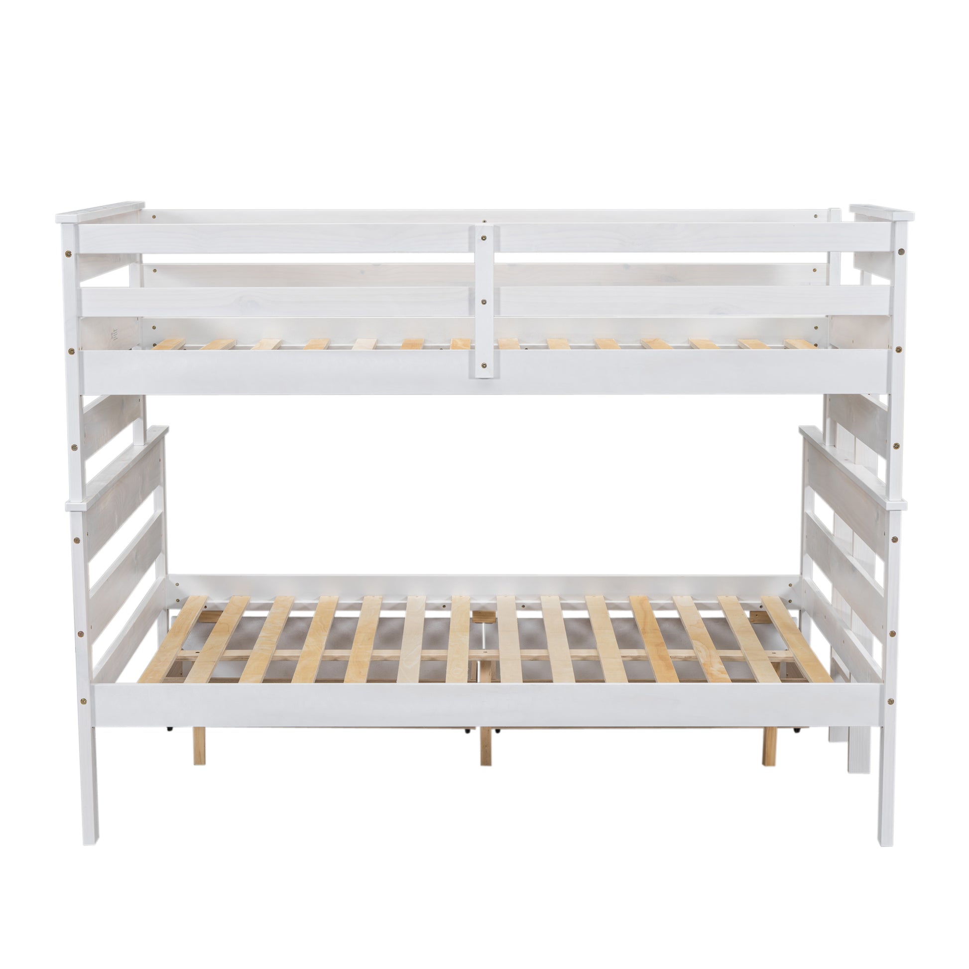 Wood Twin Over Full Bunk Bed With 2 Drawers, White Box Spring Not Required White Wood Bedroom Bunk Solid Wood Mdf