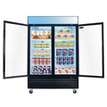 Orikool Glass Door Merchandiser Freezer 44.7 Cu.Ft Swing Door Commercial Reach In Display Freezers With Led Top Panel Upright Freeze Storage Black Steel