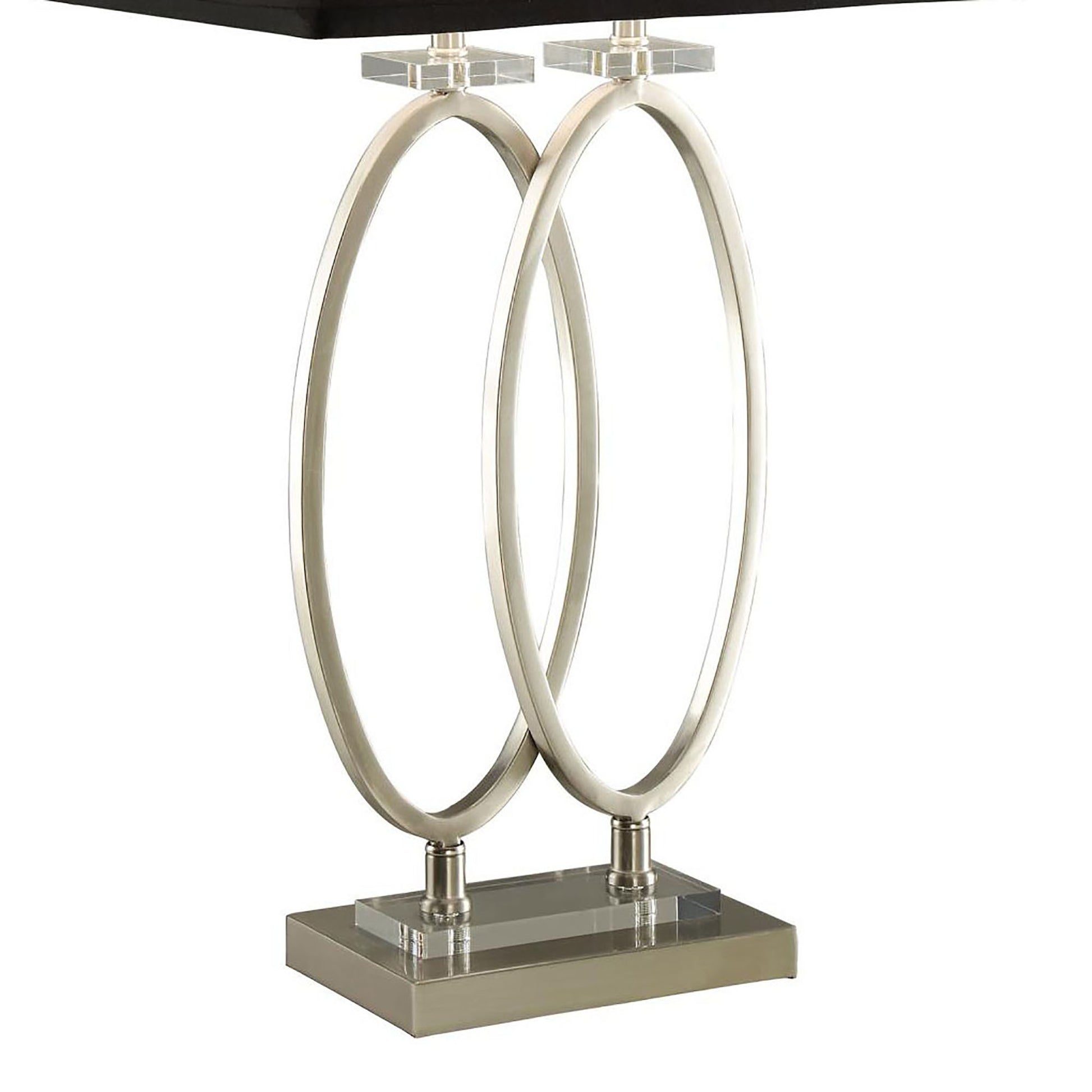 Brushed Nickel And Black Rectangular Shade Accent Lamp Silver Table&Floor Lamps Contemporary,Modern Living Room Metal