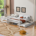 Wood Twin Over Full Bunk Bed With Twin Size Trundle, White Box Spring Not Required White Wood Bedroom Solid Wood Mdf