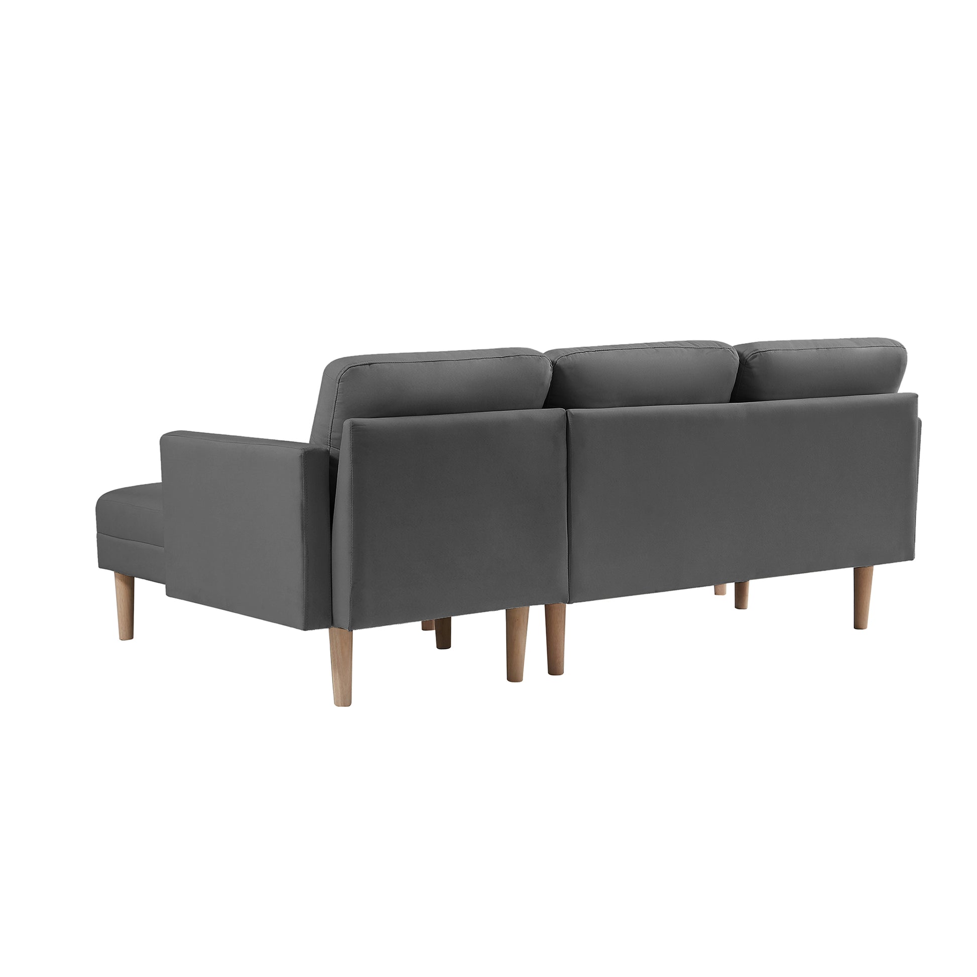 Grey Fabric Right Facing Sectional Sofa Bedl Shape Sofa Chaise Lounge With Ottoman Bench Grey Wood Tufted Back Square Arms Foam Fabric 3 Seat