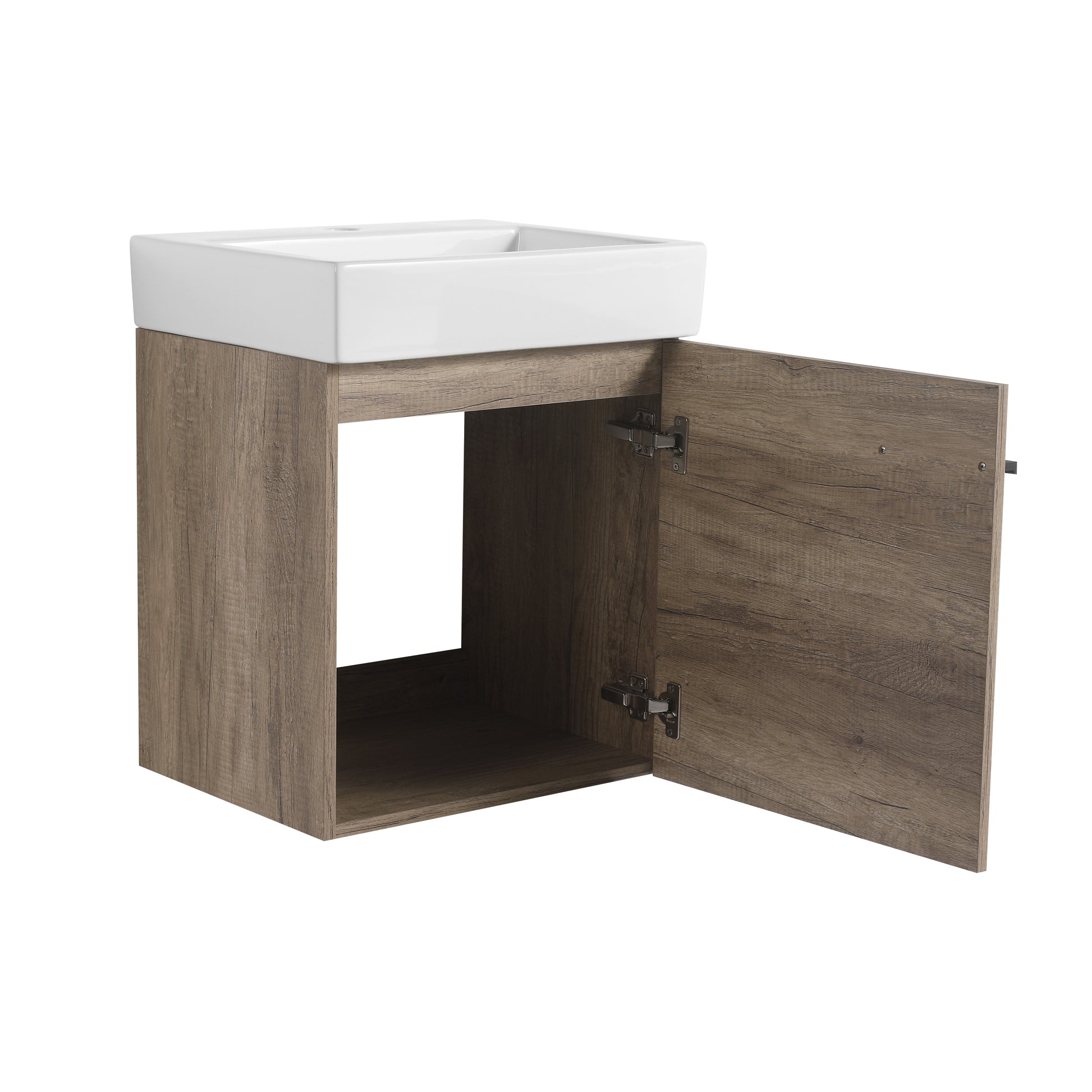 18 Inch Bathroom Vanity With Top, Small Bathroom Vanity And Sink Grey 1 Bathroom Wall Mounted Modern Plywood