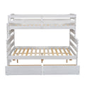Wood Twin Over Full Bunk Bed With 2 Drawers, White Box Spring Not Required White Wood Bedroom Bunk Solid Wood Mdf
