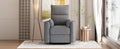 Upholstered Swivel Recliner Manual Rocker Recliner Chair Baby Nursery Chair With Two Removable Pillows For Living Room, Dark Grey Dark Grey Foam Linen