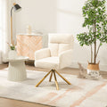 Off White Cashmere Contemporary High Back Upholstered Swivel Accent Chair Off White Primary Living Space Modern Foam Faux Fur
