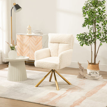 Off White Cashmere Contemporary High Back Upholstered Swivel Accent Chair Off White Primary Living Space Modern Foam Faux Fur