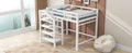 Full Size Loft Bed With Built In Storage Staircase And Hanger For Clothes, White Box Spring Not Required Full White Wood Bedroom Pine