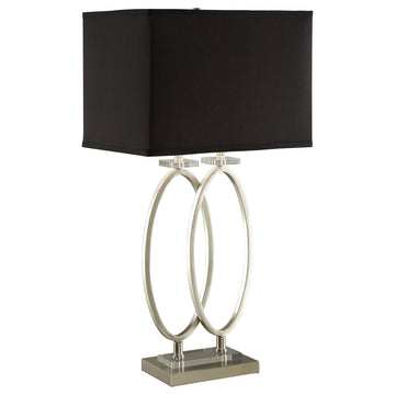 Brushed Nickel And Black Rectangular Shade Accent Lamp Silver Table&Floor Lamps Contemporary,Modern Living Room Metal