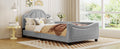 Twin Size Upholstered Daybed With Cloud Shaped Headboard, Embedded Elegant Copper Nail Design, Gray Gray Velvet