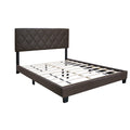 Brown Queen Size Adjustable Upholstered Bed Frame Stain Resistant Pvc Leather Plaid Design Simple Style Box Spring Not Required Queen Brown Wood Espresso Bedroom Classic,Minimalist,Shabby Chic Rubberwood Adjustable Bedbase Fiber Foam And Polyester Fiber