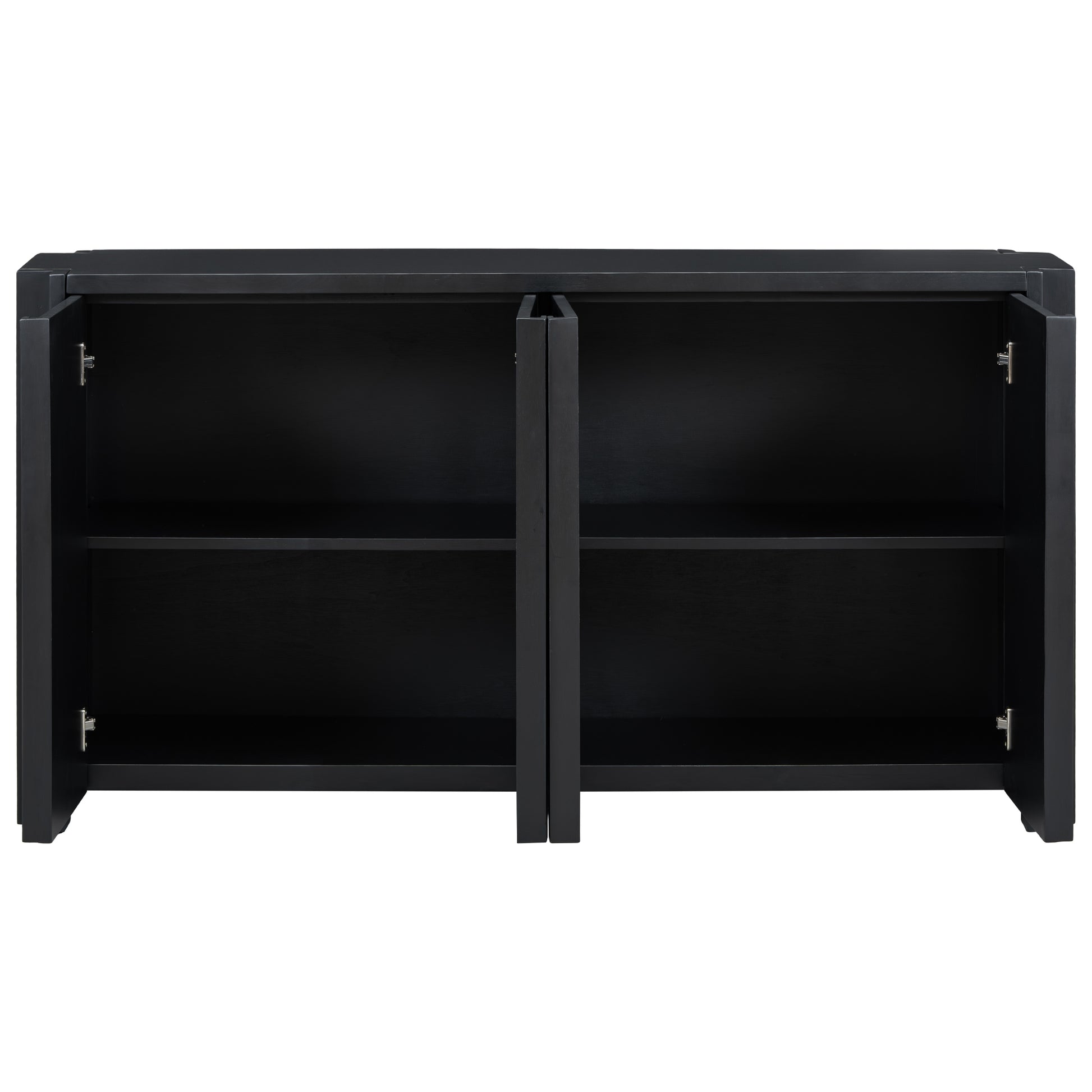 Designed Storage Cabinet Sideboard With 4 Doorsadjustable Shelves, Suitable For Living Rooms, Entrance And Study Rooms. Black Mdf Acacia