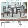 5 Piece Modern Dining Set, Rectangular Wooden Dining Table With 4 Upholstered Chairs For Kitchen, Dining Room, Gray Wood Gray Seats 4 Wood Dining Room Acacia 4 Leg Rectangular Dining Table With Chair Acacia Wood