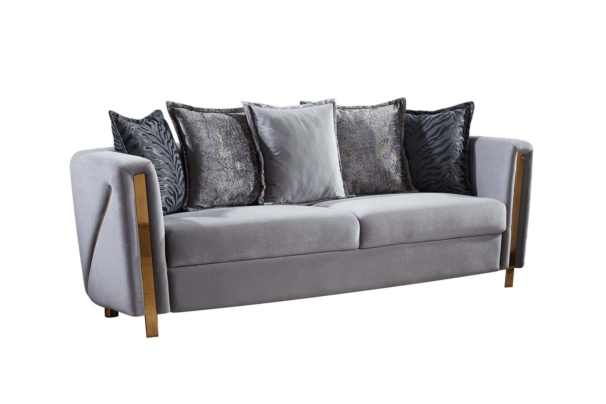 Chanelle Thick Velvet Fabric Upholstered Sofa Made With Wood In Gray Gray Velvet Wood Primary Living Space Soft Cushion Back Contemporary,Modern Velvet Wood