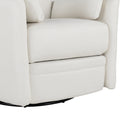 Upholstered Swivel Recliner Manual Rocker Recliner Chair Baby Nursery Chair With Two Removable Pillows For Living Room, Beige Beige Foam Linen