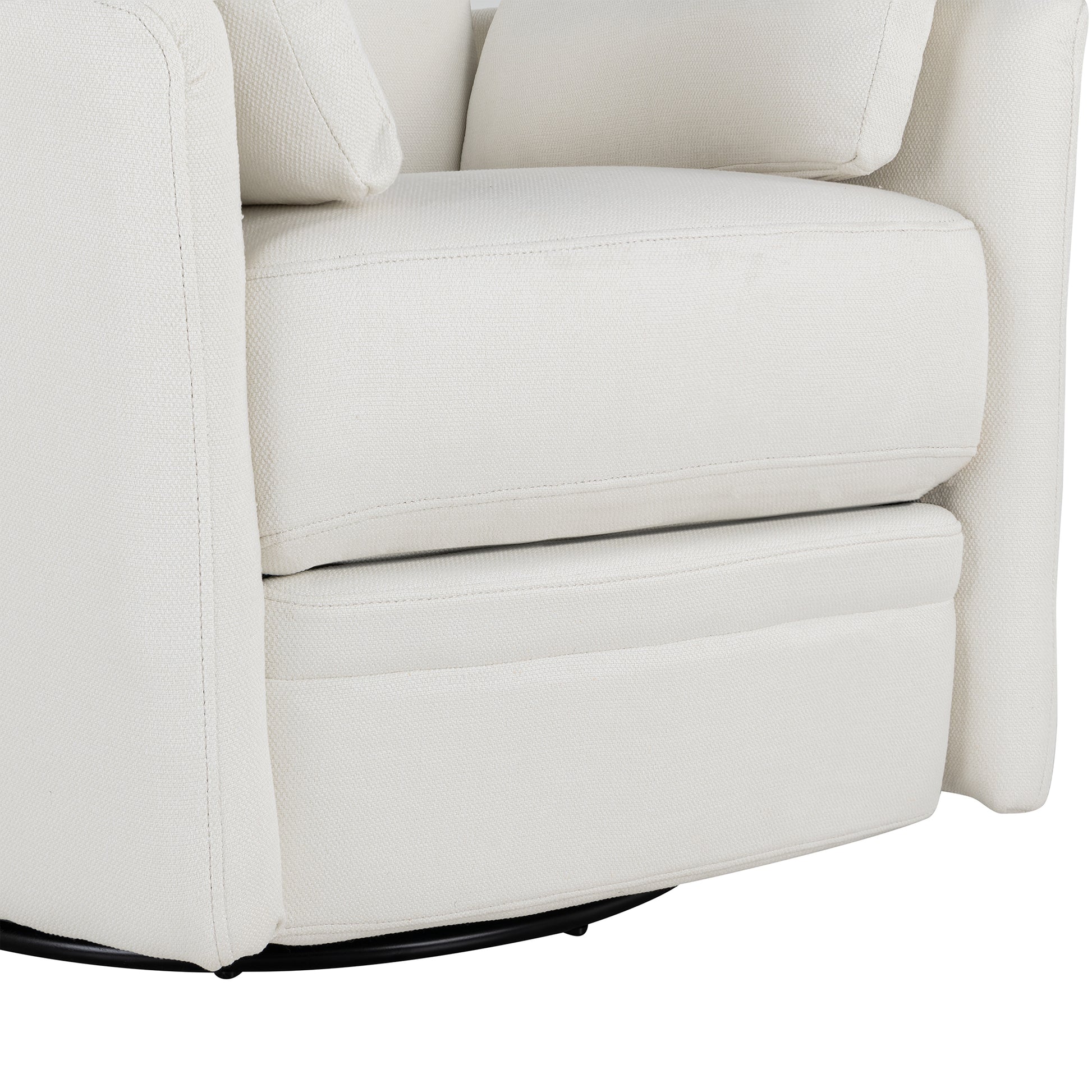 Upholstered Swivel Recliner Manual Rocker Recliner Chair Baby Nursery Chair With Two Removable Pillows For Living Room, Beige Beige Foam Linen