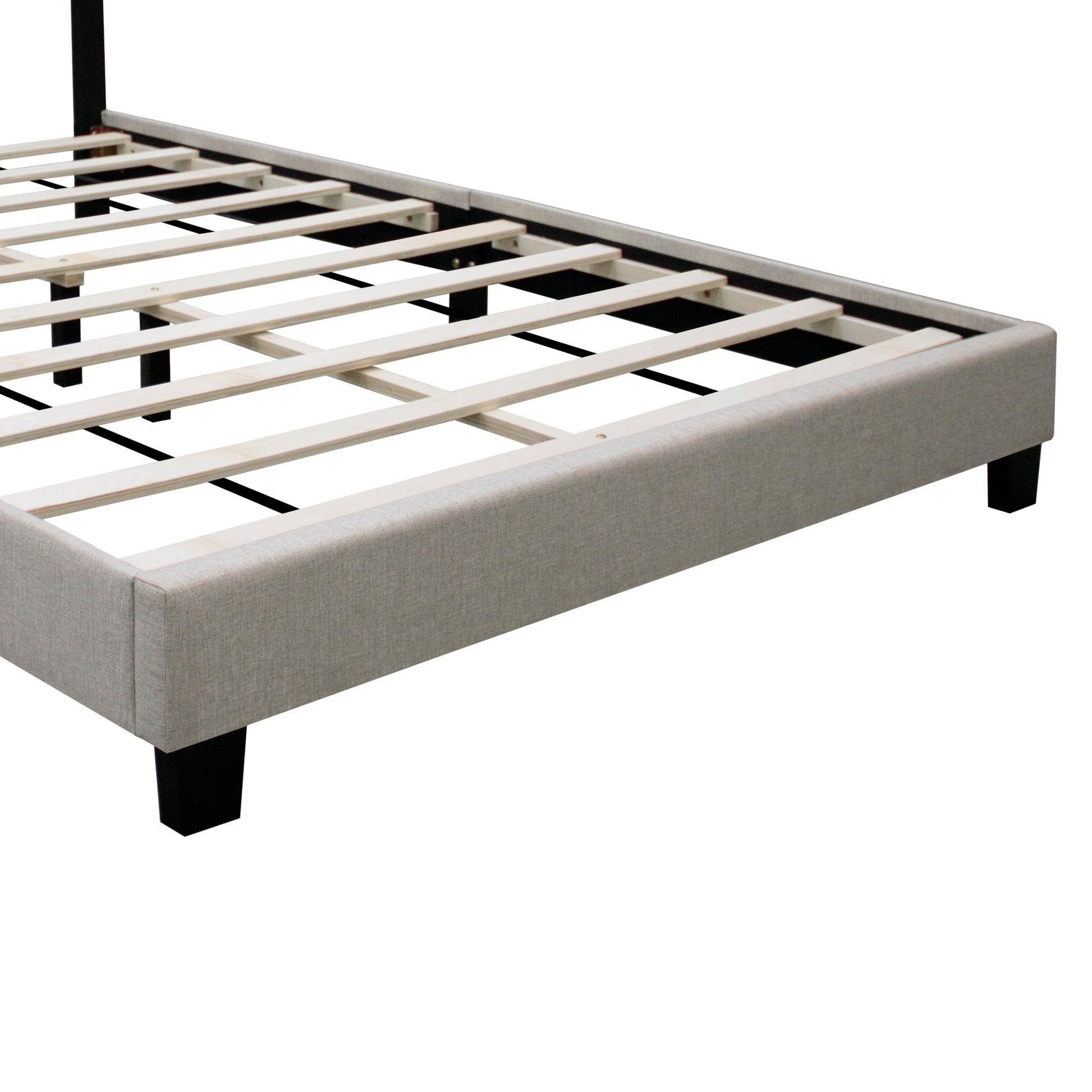 Linen Queen Size Adjustable Headboard Upholstered Bed Frame The Combination Of Modern And Vintage Makes The Whole Visual Effect More Exquisite Box Spring Not Required Queen Linen Wood Espresso Bedroom Minimalist,Modern,Shabby Chic,Ultra Modern Rubberwood