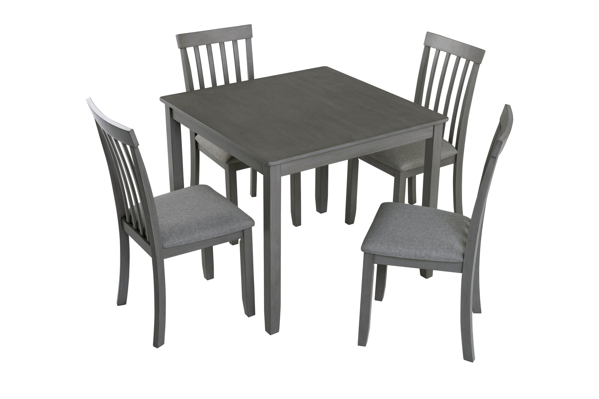 5 Piece Modern Dining Set, Square Wooden Dining Table With 4 Upholstered Chairs For Kitchen, Dining Room, Gray Wood Gray Seats 4 Wood Dining Room Acacia 4 Leg Square Dining Table With Chair Acacia Wood