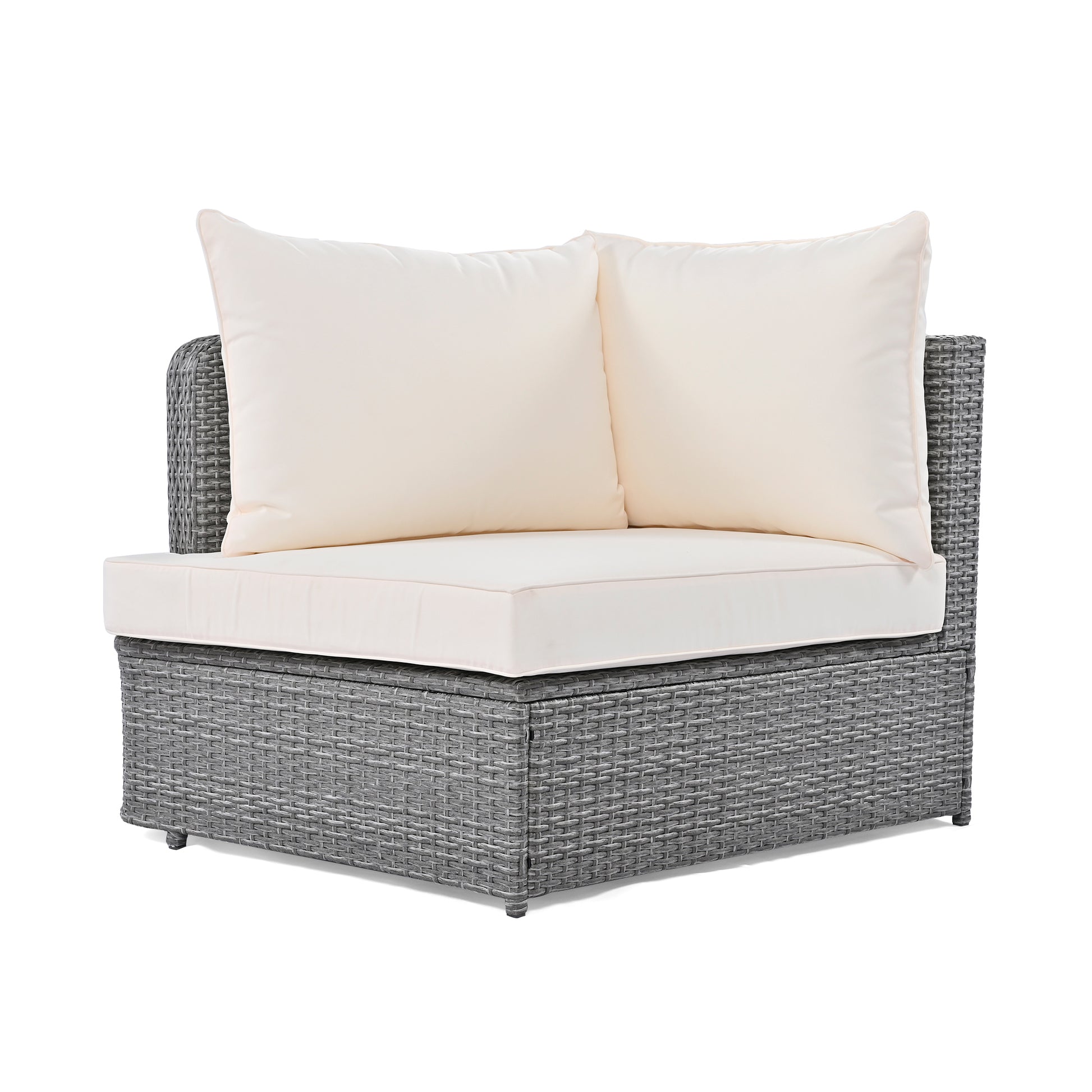 6 Piece Patio Outdoor Conversation Round Sofa Set, Pe Wicker Rattan Separate Seating Group With Coffee Table, Beige Yes Deep Seating Beige Weather Resistant Frame Water Resistant Cushion Garden & Outdoor Sofa Seating Groups Foam Rattan