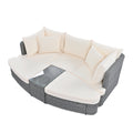 6 Piece Patio Outdoor Conversation Round Sofa Set, Pe Wicker Rattan Separate Seating Group With Coffee Table, Beige Yes Deep Seating Beige Weather Resistant Frame Water Resistant Cushion Garden & Outdoor Sofa Seating Groups Foam Rattan