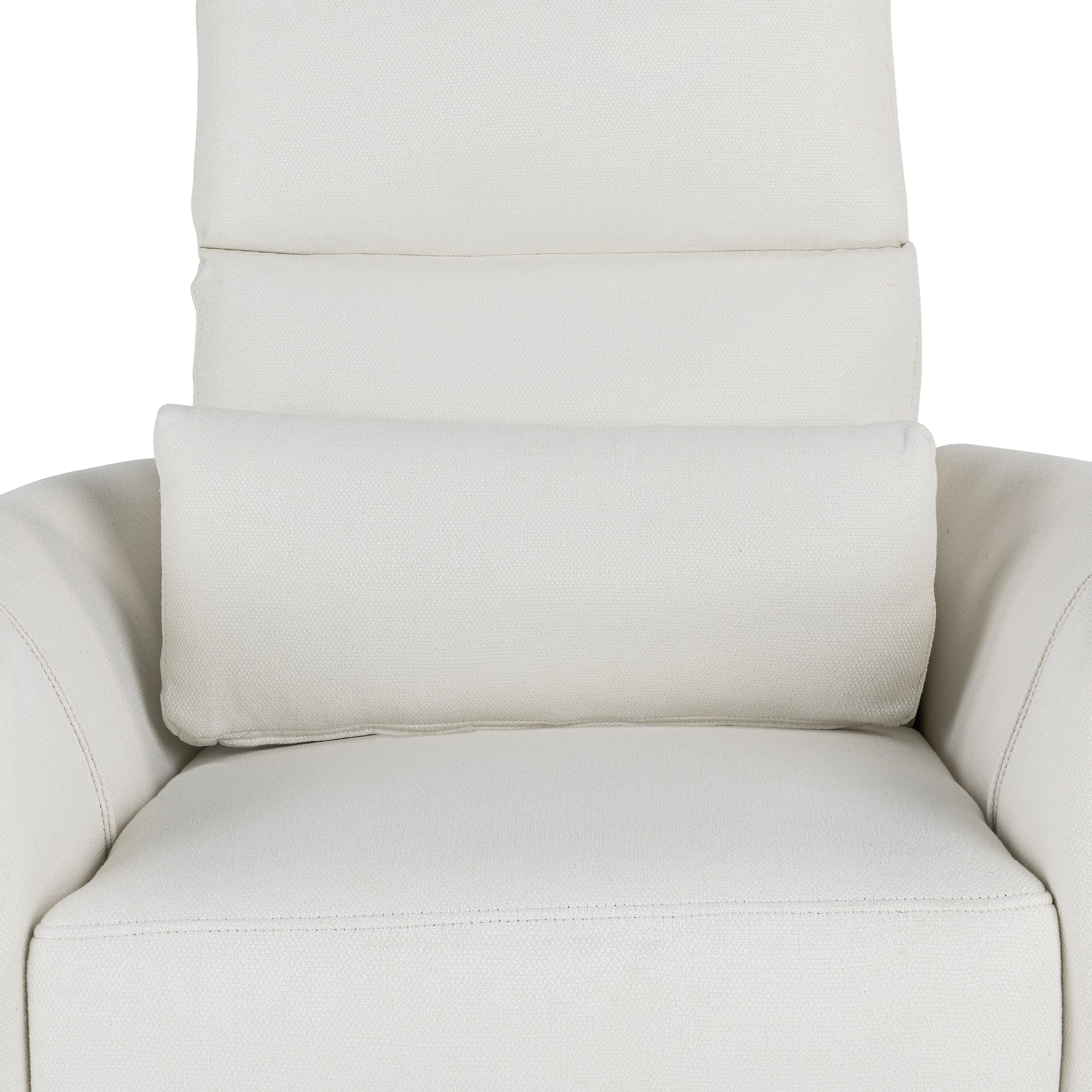 Upholstered Swivel Recliner Manual Rocker Recliner Chair Baby Nursery Chair With Two Removable Pillows For Living Room, Beige Beige Foam Linen