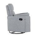 Upholstered Swivel Recliner Manual Rocker Recliner Chair Baby Nursery Chair With Two Removable Pillows For Living Room, Dark Grey Dark Grey Foam Linen