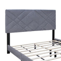 Gray Collection Queen Size Upholstered Headboard Adjustable Bed Frame Velvet Fabric Hot Style Super Popular Series Box Spring Not Required Queen Gray Wood Espresso Bedroom Minimalist,Modern,Shabby Chic,Ultra Modern Rubberwood Adjustable Bedbase Fiber