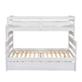 Wood Twin Over Full Bunk Bed With Twin Size Trundle, White Box Spring Not Required White Wood Bedroom Solid Wood Mdf