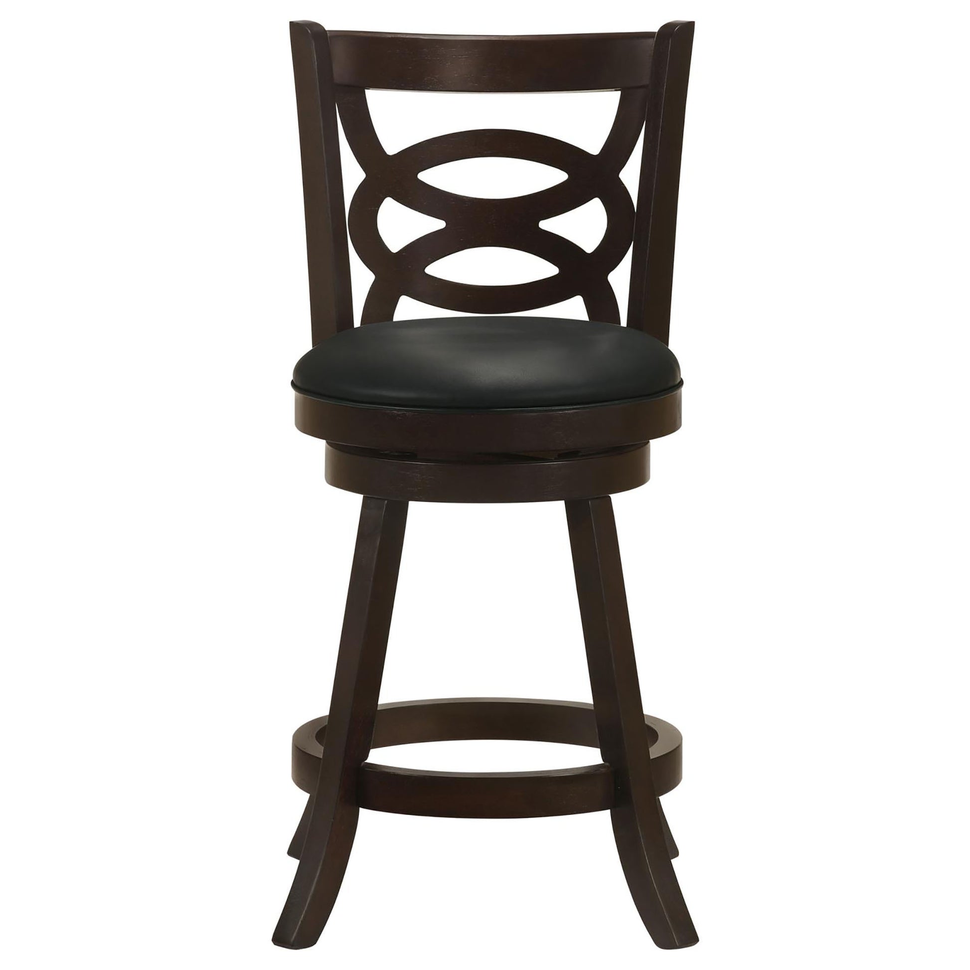 Cappuccino And Black Swivel Counter Height Stool Set Of 2 Solid Black Brown Dining Room Spot Clean Traditional Bar Stools Rubberwood Open Back Wood