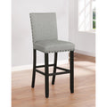 Grey And Antique Noir Solid Back Bar Stool Set Of 2 Solid Grey Brown Dining Room Spot Clean Transitional Bar Stools Rubberwood Solid Back Foam Upholstered