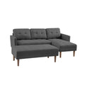Grey Fabric Right Facing Sectional Sofa Bedl Shape Sofa Chaise Lounge With Ottoman Bench Grey Wood Tufted Back Square Arms Foam Fabric 3 Seat