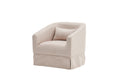 Swivel Barrel Chair With Ottoman, Swivel Accent Chairs Armchair For Living Room, Reading Chairs For Bedroom Comfy, Round Barrel Chairs With Black Metal Base Beige Beige Primary Living Space Modern Linen
